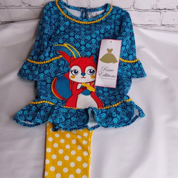 'RARE EDITIONS' TOP & PANTS SQUIRREL OUTFIT 2-PIECE SET - Picture 4 of 16